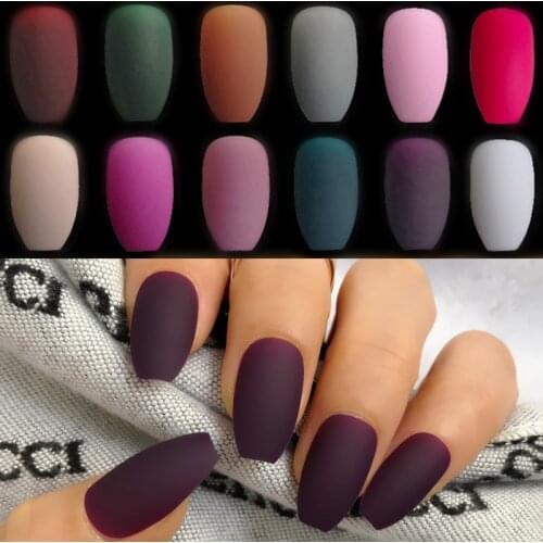 24PCS Grape purple Matte False Nails Light Lilac Color Frosted Women Fake Nail Top Finish Designs Finger Nail Art Tips