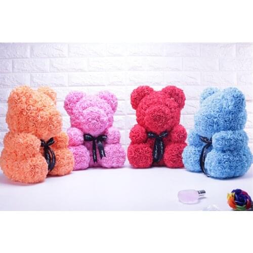 40cm Soap Foam Bear of Roses Teddi Bear Rose Flower Artificial New Year Gifts for Women Valentines Gift Wedding Decoration