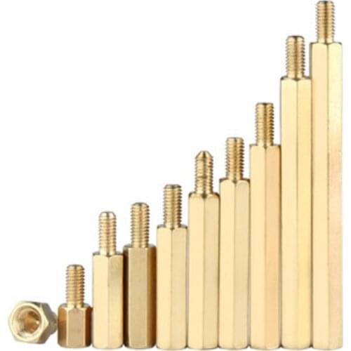 5-50pcs Hex Male to Female M2 M2.5 M3 M4 M5 M6 brass standoff spacer Hexagonal Stud Spacer Hollow Pillars