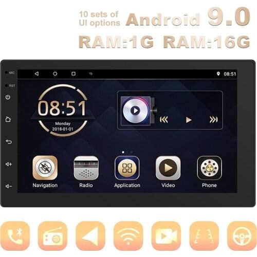 7Inch WIFI Car Stereo Android 9.0 MP5 Player Support GPS OBD 3 Screen Simultaneous Video Player with 4 LED Rear Camera