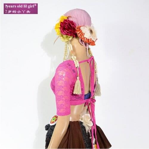 7years Old Lil Girl 2021Iace Belly Dance Top Ats Tribal Choli Short Sleeve BE36 40