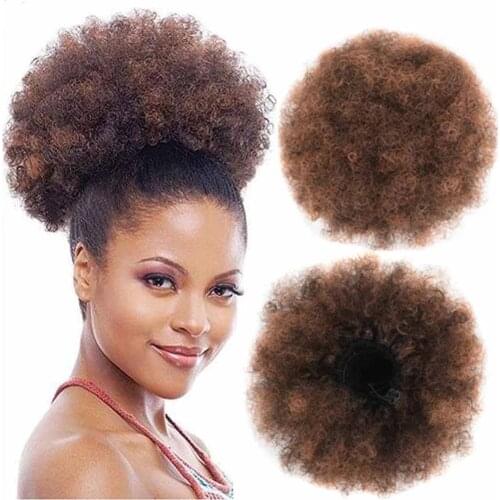 8inch Short Synthetic Hair Bun Drawstring Ponytail Afro Puff Chignon Hair pieces For Women Kinky Curly Updo Clip Hair Extension