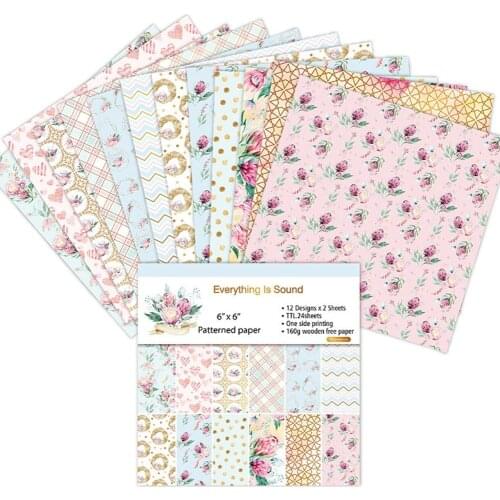 24 Sheets Winter Story DIY Album Scrapbook Notebook Greeting Card Background Paper 6 Inch Single-Sided Pattern Paper