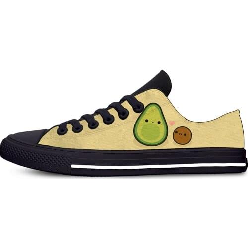 Avocado Cartoon Kawaii Funny Cute Fashion Classic Casual Cloth Shoes Low Top Lightweight Breathable 3D Print Men women Sneakers