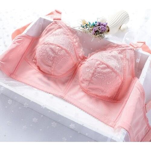 Large-Size Beauty Back Light and Thin Sponge-Free Wireless Breathable Bra Womens Large Bust Small Breast Holding Gathered Fat