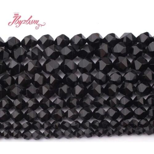 6,8,10,12mm Faceted Black Agates Beads Natural Stone Beads For DIY Necklace Bracelet Earring Jewelry Making 15" Free Shipping