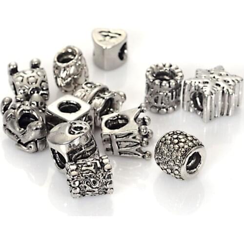 Miasol European Style Large Hole Plated Metal Spacers Charm Beads For DIY Snake Chain Charm Bracelets Necklace Jewelry Making