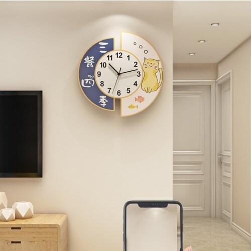 Three meals four seasons wall clock Living room home fashion Creative pocket watch decoration table Silent quartz clock