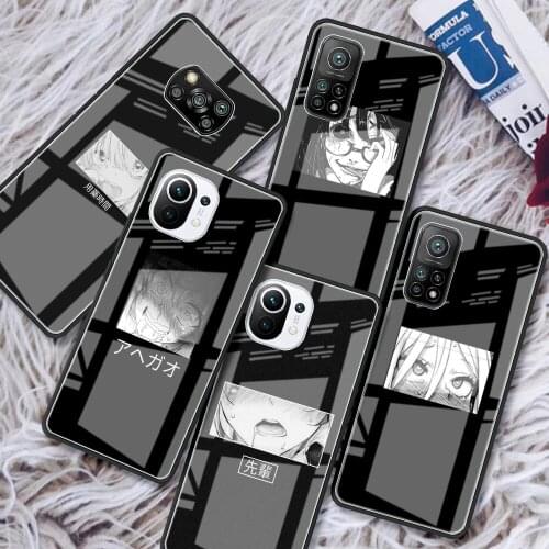 Tempered Glass Case For Xiaomi Mi Poco X3 NFC 10T Pro Note 10 Lite 9T 11 CC9 F3 Luxury Phone Cover Shell Anime Cartoon Girl Capa