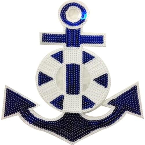 T shirt Women navy patch DIY sequins 24cm anchor deal with it biker patches for clothing stickers 3d t shirt mens free shipping