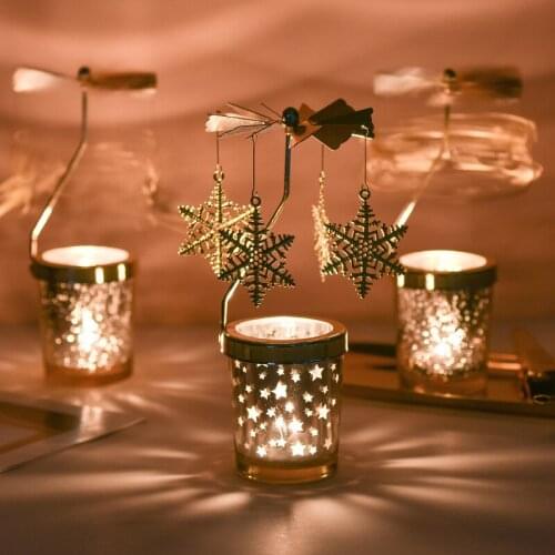 Hot Spinning Rotating Metal Carousel Tea Light Candle Holder Lamp Christmas Gift Candle Holder Decoration Decoration Candle
