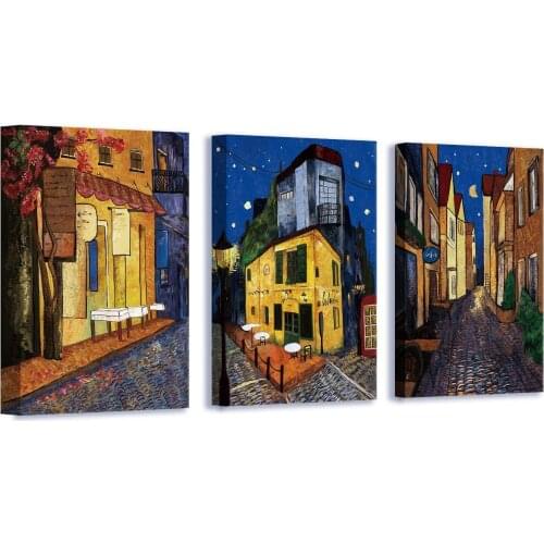 Town At Night Oil Painting Home Decoration