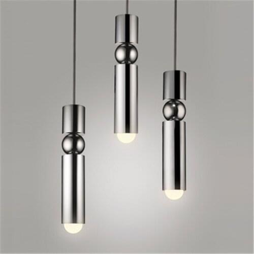 Nordic Creative Bedroom Bedside Led Pendant Lamp Vintage Chrome Brass Metal Bullet Design Study Aisle Kitchen Lamps Fixtures