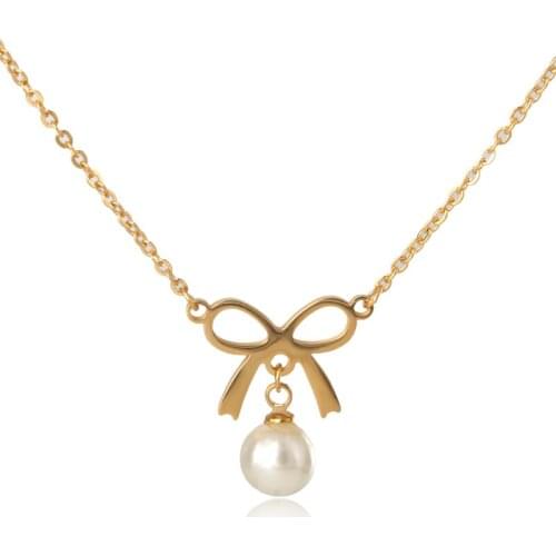 Cute Simulated Pearl Bowknot Necklace & Pendant Party Love Necklace Luxury Choker For Girl friends Women Jewelry