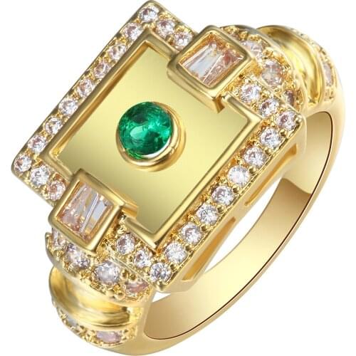 Men ring green white cz finger jewelry new fashion large square size 6-9 gift man finger Engagement Ring for men