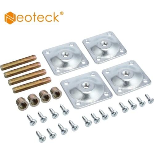 Neoteck 4 Pcs Leg Fixing Mounting Plates With M8*50 Metal Dowel Screws Legs Mounting Bracket For Furniture Chairs Tables Sofas