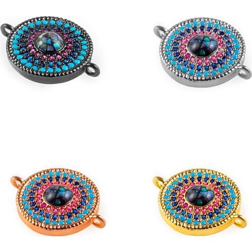 NEW Evil Eyes Connectors CZ Charms Abalone Sheell Pendants for DIY Woman Bracelet Necklace Accessories Jewelry Making Supplies
