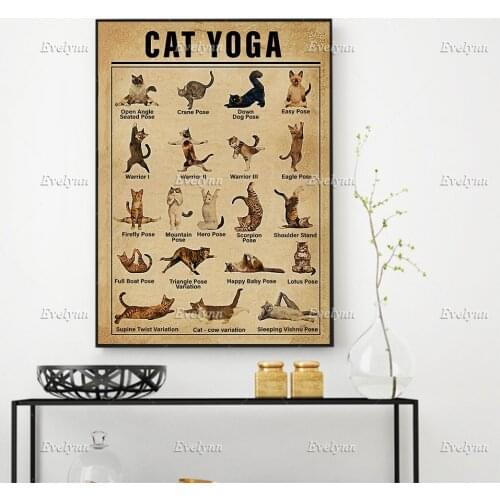 Cat Yoga Poster Painting And Prints On Canvas Wall Art Picture For Living Room Cuadros Home Decor Unique Gift Floating Frame