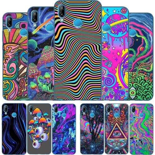 Psychedelic Trippy Art case For Huawei P9 P10 P20 P30 P40 P smart Lite Plus Pro cases Y5 Y6 Y7 2017 2018 nova 3i soft Cover