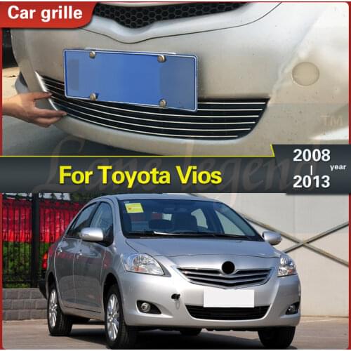 For Toyota Vios 2008-2013 Body kit stainless steel Front Lower Grill Grille Cover Trims Refit racing grill Car grille
