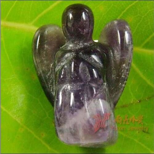 Romantic Natural Amethysts Purple Crystal Angel Pendants Charms Stone for Necklace Making Jewlery Carved Angel With Wing Pendant