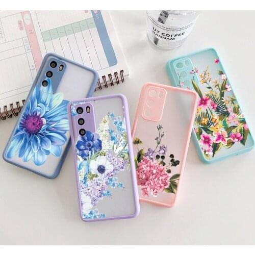 Luxury 3D Relief Flower Case for Huawei Mate 40 20 30 Nove 8 6 7 Pro 7se P40 P30 Pro Soft Bumper Transparent Matte PC Back Cover
