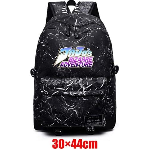 Anime JOJOS Bizarre Adventure Teenager Packsack Zipper Fabric Backpack Schoolbag Mochila Unisex Casual Black Travel Laptop Bag