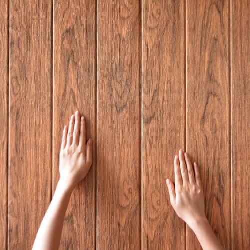 DIY Self adhesive Waterproof TV Background Wood grain 3D Wall Sticker Living Room Wallpaper Mural Bedroom Decorative Stickers