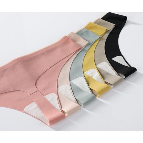Sexy Woman G-string Ice Silk Seamless Sports Panties Mulberry Silk Antibacterial Thongs Female Underwear Dropshipping 3 Pcs/set