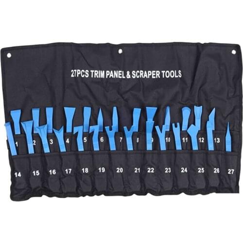 Trim Car Body Auto Door Panel Dashboard Removal Pry Pullers Garage Tool Set (27pc kit)