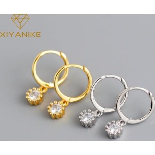 XIYANIKE 925 Sterling Silver New White Zircon Stamen Hoop Earrings Female Light Luxury Fashion Handmade Custom Hypoallergenic
