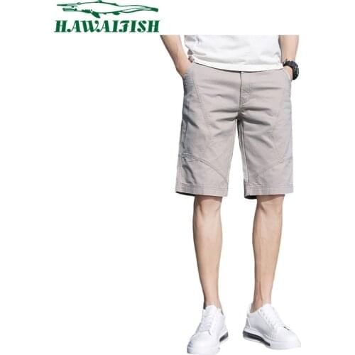 Hawaifish brand Cargo Shorts Men 2021 solid color cotton Fashion Style Man Shorts Comfortable hombres pantalones cortos casuales