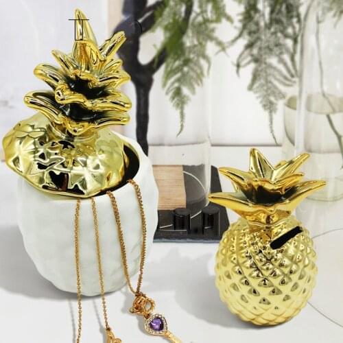 Create a ceramic pineapple pineapple piggy bank storage home storage tank gold-plated decorative ornaments modern minimalist