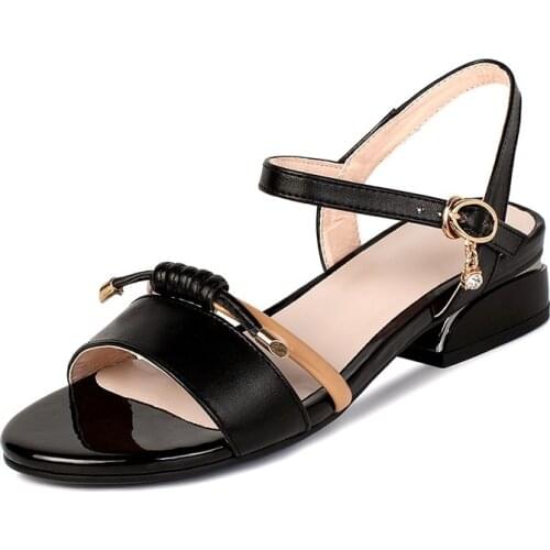 Womens Sandals Rome Summer New Thick Heel Sandals Women Strap Large Size 41 42 43 Sandals Ladies