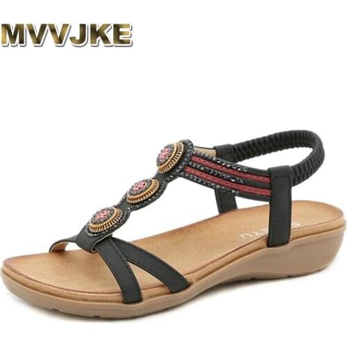 MVVJKESummer Women Shoes Elastic band Flat Beach Sandals Female Fashion Outdoor Casual Open Toe Sandalias Zapatillas Mujer
