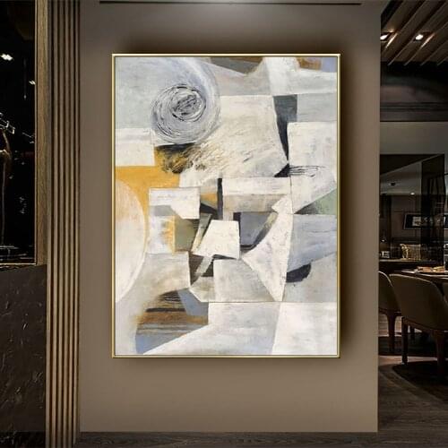 100%Hand painted Simple Easy abstracty oil painting Modern Neutral Color nordic Wall Art Texture Minimal Oil Painting on Canvas