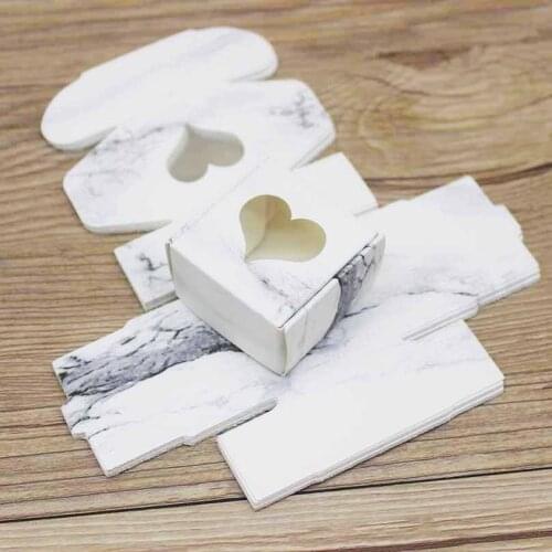 20pcs 4x4x2.5cm plane box with window gifts package box white /kraft print marbling soap wedding favors candy box packaging