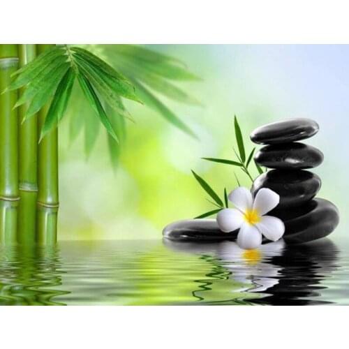 5D DIY Diamond Painting zen Embroidery Full round Diamond Cross Stitch bamboo Rhinestone Mosaic Painting flower Decor