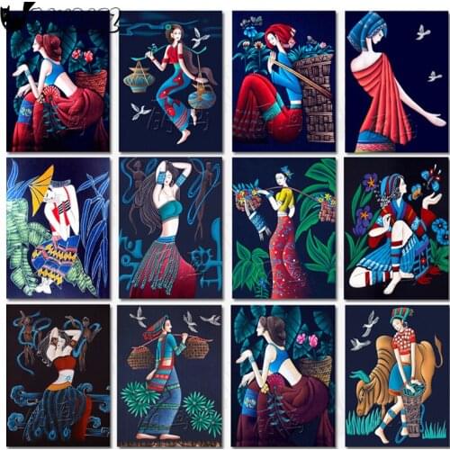 Ethnic Style Diamond Painting Cross Stitch Embroidery Abstract Figure 5D Diy Mosaic Kit Hand-Inlaid Design Home Decoration