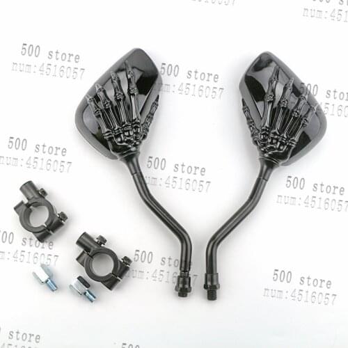 Free shipping 1 Pair black Motorcycle Handlebar Skull Hand Pattern Ghost Claw Rearview Side Mirror for Street Cars Scooter