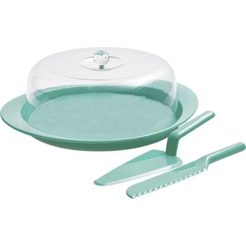 Turquoise Color Fanuslu Cake Plate Set Cake Plate Ductile Washable Handy