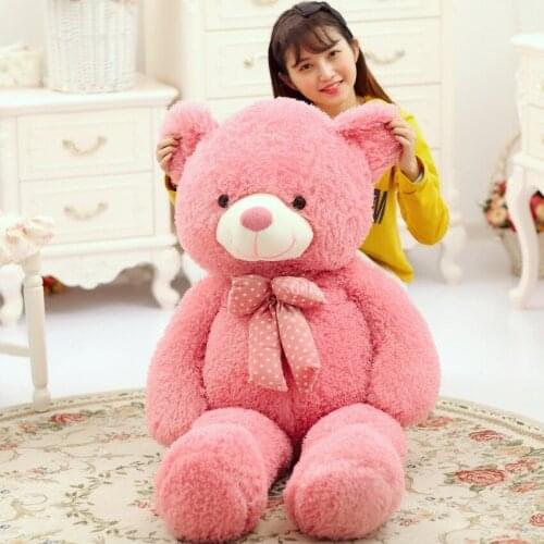Large 120cm pink teddy bear plush toy bowtie bear soft doll sleeping pillow Christmas gift b1905