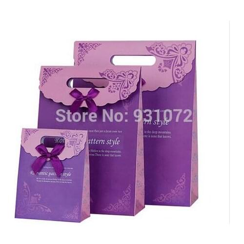 Paper Bags with Handles 12x6x16cm Wedding Gift Bags Paper Free Shipping