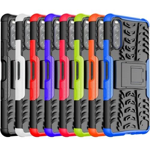 For Sony Xperia 5 10 III Case Luxury PC + TPU Back Cover Stand Armor ShockProof Case For Sony 5III 10III Full Phone Cases