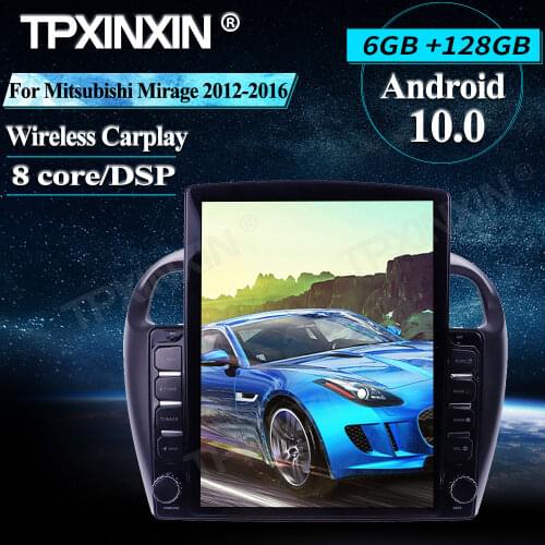 For Mitsubishi Mirage 2012-2016 Tesla Style 6+128G Android 10.0 GPS Car Multimedia Tesla Player Headunit Audio Radio Navigtion