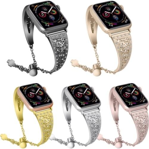 Elegant female Band For Apple Watch Series 4/3/2/1 38MM 42MM Metal stainless steel inlaid diamond strap for iwatch Backup strap