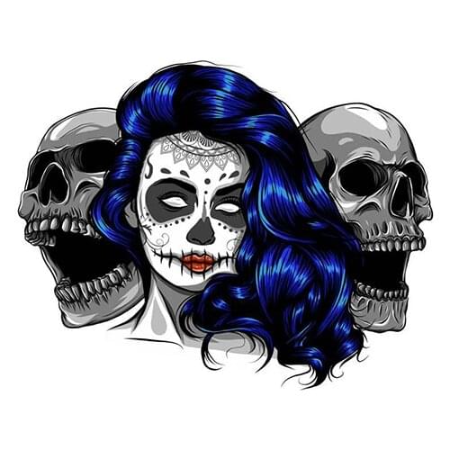 Interesting Beauty Skull Car Stickers Cover Scratches Waterproof PVC 10cm X 15cm