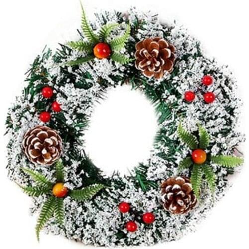 Artificial Christmas Wreath Christmas Garland fake Pinecone Red Berries Garland Hanging Front Door Wall for Wedding Ceremony