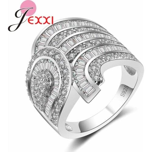 Exquisite Engagement Rings Women Girl 925 Sterling Silver Cubic Zircon Fashion Jewelry Wholesale Party Birthday Ring