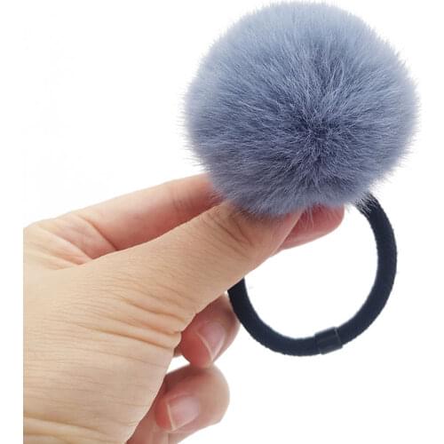 Candy Color Pompom Rubber Band Girls Ponytail Holder Lovely Imitation Rabbit Fur Plush Elastic Hair Rope Hair Ties Accessories
